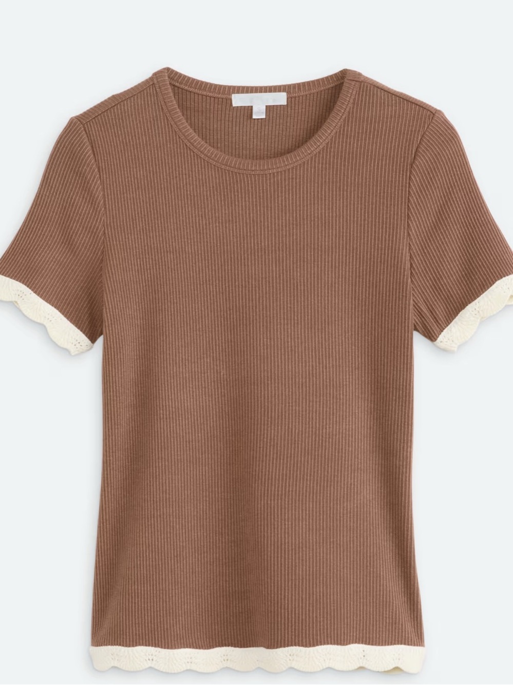 Design History Mila Scallop Trim Knit Top Pink - XS